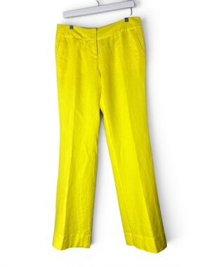 Ann Taylor LOFT 100% Linen Trousers Straight Leg in Yellow Size 4-NWT